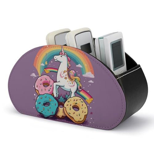 Organiseur de télécommande Donut Rainbow de bureau et support en cuir 5 cases - 2