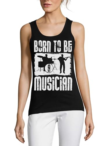Débardeur noir en coton Born to Be A Musician pour femme fan de rock