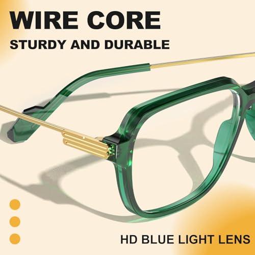 Image of VISOONE Oversized Blue Light Blocking Glasses with Chic Square TR90 Frame and Metal Temple for Women Men Ryan