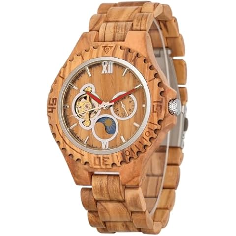 Dentily Wooden Automatic Men Watch Wooden Bracelet Wristwatch Watchband Mechanical Self-Winding Male Watches-Yellow Cover