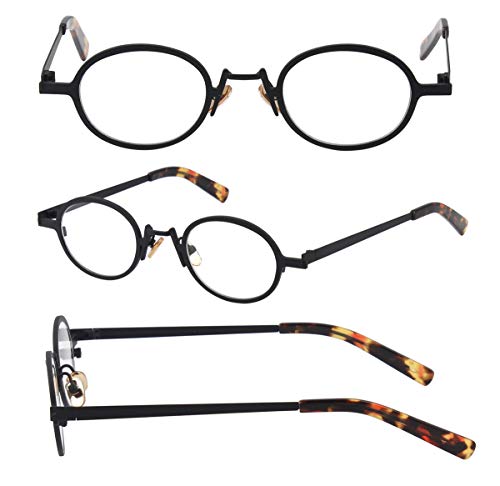 Agstum Retro Small Oval Round Optical Eyeglasses Frame Clear Lens (B Black)