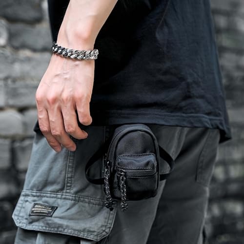 Black Mesh Coin Pouch for Men - Hanging Chest/Strap Waist Pack with Zipper & Hook Clip | Portable Multi-Function Mini Organizer Bag for Wallet Keys Accessories (5.51x3.15x1.57in)​4