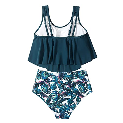 Image of OMKAGI Women's Ruffle Bikini Swimsuit High Waisted Bottom Plus Size Swimwear Tankini