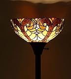 Doowin Tiffany Torchiere Floor Lamp, Stained Glass Victorian Style Standing Floor Lamp for Living Room, Bedroom,Study