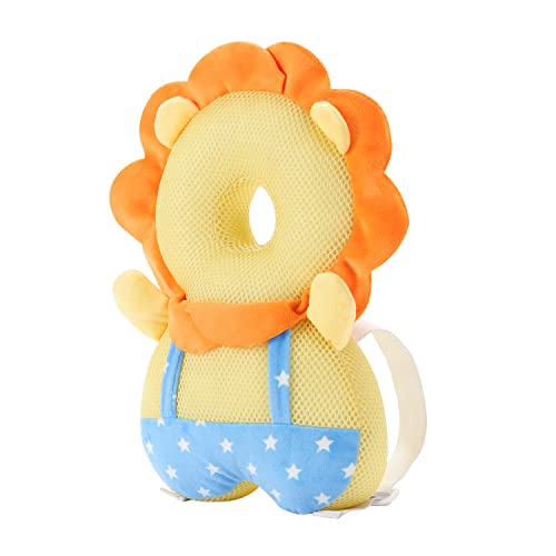 Almohadilla protectora de seguridad para la cabeza para bebé niño pequeño, mochila de protección para la cabeza que habla infantil esculpido de león