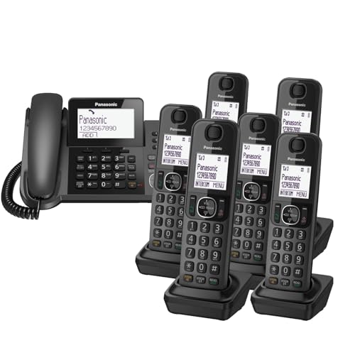 Panasonic KX-TGF327 Corded and Six Cordless Handsets Home office Telephone Kit with Answerphone and Nuisance Call Blocker