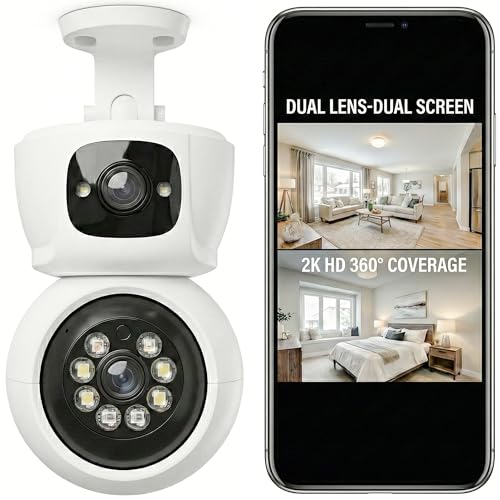 Image of Golens WC07K-Eco 2K Dual Lens WiFi CCTV Camera for Home Indoor /Outdoor, 3MP+3MP Wireless Security Camera, 360 Pan-Tilt, Motion Tracking, Full Color Night Vision, 2-Way Audio, Waterproof, App Support