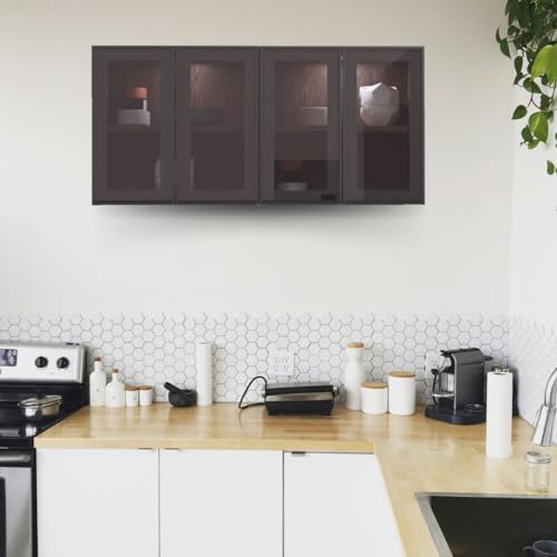 Image of SPECIALITY PANELS Multipurpose Cabinet with Modern Elegance Tinted Glass Wall Cabinet, Space Organizer for Office /Kitchen in (Flowery Wange, 4 Glass Shutter)