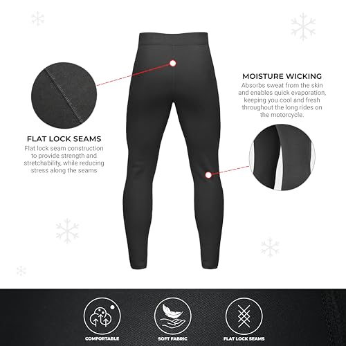 Image of ViaTerra Fleece Winter Base Layer Bottom | Available in 3 Sizes | Breathable, Easy Stretch, Black
