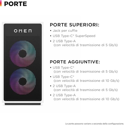 OMEN 35L GT16-0000sl Desktop, Intel Core i7-14700F, 32GB RAM DDR5 4400Hz, 1TB SSD, NVIDIA RTX 4070 Super 12GB, 600W Gold 80 Plus, 3 Mesi di PC Game Pass Incluso, Windows 11, Nero - PC Desktop - Immagine 7