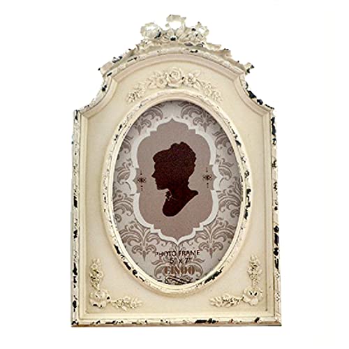 Cisoo 5X7 Vintage Picture Frame Antique Ornate Photo Frame Table Top Display And Wall Hanging Home Decor, Rustic Distressed White #TOP15