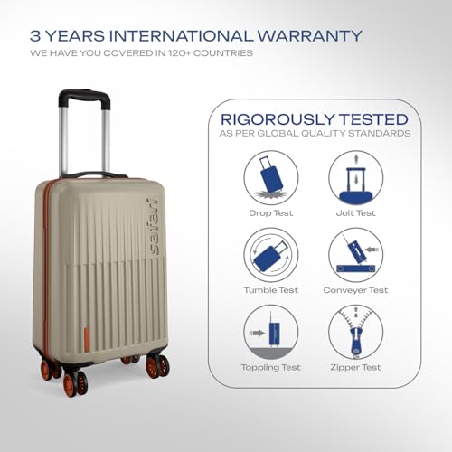 Image of Safari Astra Neo 8 Wheels 56cm Cabin Size Trolley Bag, Hard Case Polycarbonate, 360 Degree Wheeling Carry-on Luggage for Men & Women, Travel Bag, Suitcase for Travel, Trolley Bag for Travel, Champagne