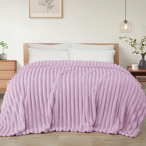 Exclusivo Mezcla Kuscheldecke Flauschig Fleecedecke Flanell Decke, Leichte & Warme Sofadecke Couchdecke für Ganzjahreszeit, 150 x 200 cm, Helllila