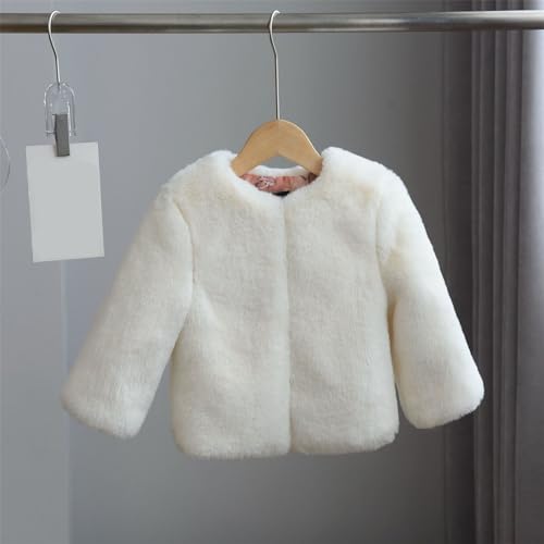 Girls Faux 𝐅𝘂𝗿 Coat Jacket Princess Bridesmaid Long Sleeves Cardigan Wedding 𝐏𝐚𝗿𝐭𝐲 Winter (White, 3-4 Years)2