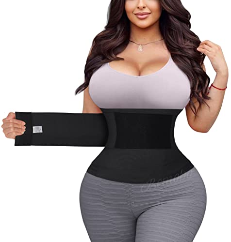 Crazybaby Snatch Me Up Bandage Wrap Waist Trainer for Women Waist Wrap Stomach Wraps for Belly Fat Waist Belt Miracle Waist Wrap Band for Stomach, Body, Belly, Tummy Black
