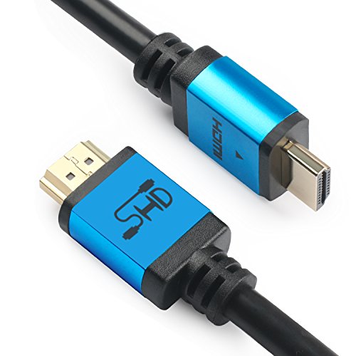 Shd Hdmi Cable 30Feet High Speed Hdmi Cord 2.0V Uhd 18Gbps Support 4K 3D 1080P Ethernet Audio Return Cl3 Rated Gold Plated Connectors Black Cable And Blue Metal Shell #TOP11