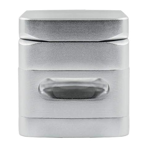 MONOJOY Herb Grinder Large Square Grinders 4 Piece Magnet Connected 4 Chambers Aluminum Alloy Grinder(Silver) Cover