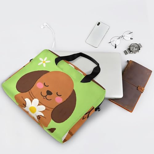 Maletín para laptop marrón con diseño y correa 13-15.6" miniatura 7