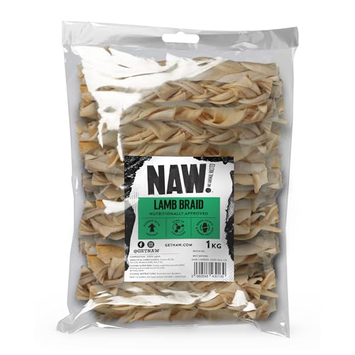 NAW Lamb Braids For Dogs 1kg. Premium Braided Lamb Dog Chews Made From 100% Natural Lamb To Support Healthy Dental Hygiene