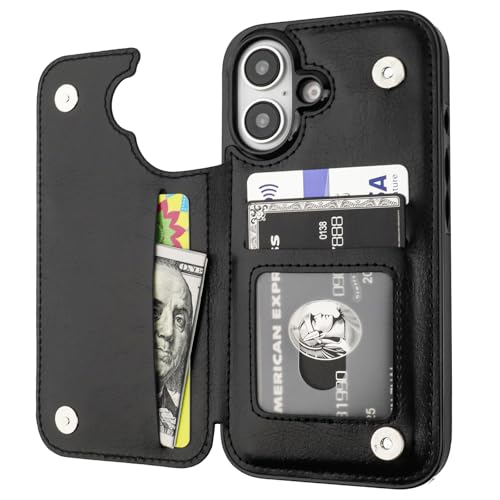ONETOP Compatible with iPhone 16 Wallet Case with Card Holder, PU Leather Kickstand Card Slots Case,...