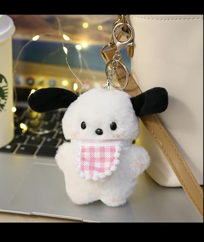 Image of Plush Keychain, Cute for Girls, Fashionable Bag Charms for Handbags, 12cm High, Cute Image Keychain of White Puppy