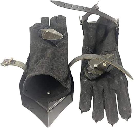 Medieval Knight Black Steel Gauntlets, 18 Gauge Iron Construction, 15 Inch Articulated Armor Gloves with Leather Straps, Costume Weapons and Armor