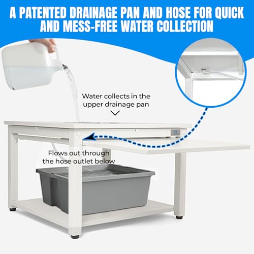 Image of Laundry Pedestal for Washer or Dryer with Drain Pan & Hose - 27 inchW, 18 inchH | Universal Fit 800 lbs Capacity Steel Stand With Pull Out Shelf for Back Pain Relief, Keeps Space Clean, All Brands Supported