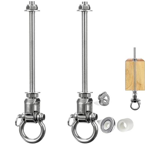 Yyiwhmy 2 Heavy Duty Stainless Steel Swing Hangers with Bearings,Quiet and Smooth Swivel Hooks for Wood and Steel Beam, Ideal for Hanging Hammocks, Yoga Swings, Porch Swing, Sandbag 1500 LB Capacity