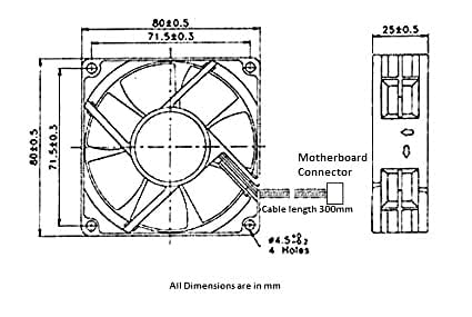 Image of Fourdot 80mm 3Inch Axial Cabinet Cooling Fan Model 8025 12V DC (With Motherboard Connector)