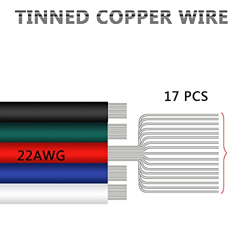 LEADTOPS 10M/32.8FT RGBW 5PIN Extension Electrical Wire 22 Gauge 5x0.3mm² Cable 5 Core Cord Line with Connectors For RGBW LED Strip,Ribbon Lights,Lamp - Image 3