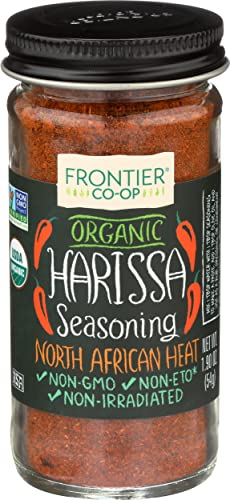 Frontier Co-op Organic Harissa Seasoning, 1.9 Ounce Bottle, N. African Heat with Chili Peppers, Cayenne, Paprika & Coriader