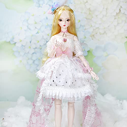 Aongneer Smart Doll 34 Ball Jointed Doll 24 Inch Fashion Doll with Beautiful Doll Clothes and Doll Accessories, Look Like Princess Fairy Doll for Girls, Great Gifts for Halloween-Indir