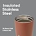 Owala SmoothSip Slider Insulated Stainless Steel Coffee Tumbler, Reusable Iced Coffee Cup, Hot Coffee Travel Mug, BPA Free 12 oz, Grey/Brown (Cozy Cocoa)
