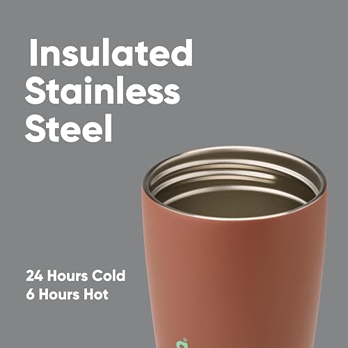 Image of Owala SmoothSip Slider Insulated Stainless Steel Coffee Tumbler, Reusable Iced Coffee Cup, Hot Coffee Travel Mug, BPA Free 12 oz, Grey /Brown (Cozy Cocoa) (Pack of 8)