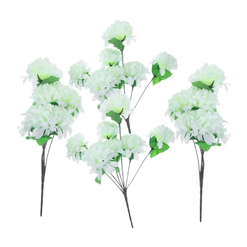 Ciieeo 4 Ramo de Cementerio para decoración Decorativo Tallos Ramo de Flores Artificial Flowers Flor del Cementerio adornar crisantemo de Cementerio Falso Tela de Seda