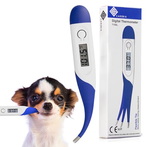 Digital Dog Thermometer – Pet Thermometer for Dogs, 10-Second Result Cat Thermometer, Dog Thermometers with 3-Site Measurement, Animal Thermometer, Pet Thermometer for Cats with Flexible Tip