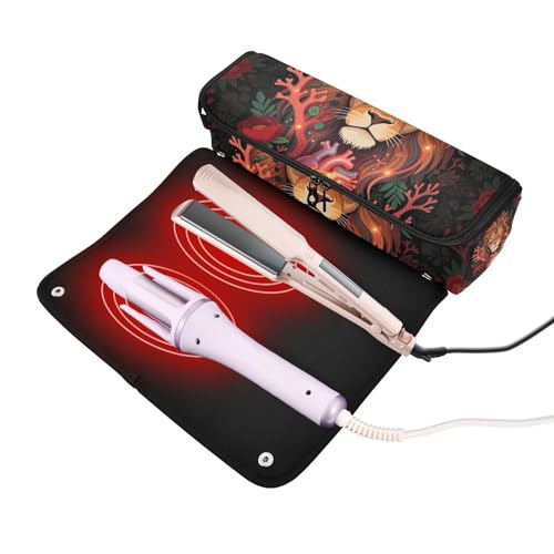 Bolsa de viaje para herramientas de cabello con tapete resistente al calor, impermeable y portátil para planchas, rizadores, secadores y accesorios miniatura 2