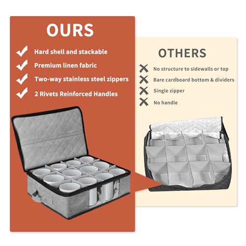 BOHEMIABY Wine Glass Storage Box with Dividers, Camping Wine Storage Box Holds 12 Glasses, Cocktail Glasses - Image 3