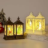 Hopeholic 4点セット クリスマス 飾り LEDライト ランタン クリスマス キャンドルライト 卓上 置物 サンタクロース 雪だるま トナカイ クリスマスツリー クリスマス 飾り付け ライト 玄関 置物 提灯 パーティーに飾り ちょうちん 小型 軽量 christmas decoration ホワイト+こげ茶1