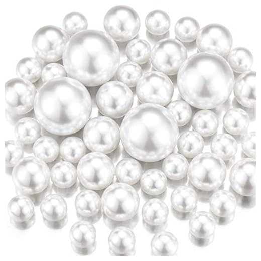 Floating Beads No Hole Pearl for Vases, Highlight Pearls Bead Vase Filler for Centerpieces, White Pearls 50 PCS, 30mm 20mm and 14mm, DIY Wedding, Birthday, Anniversary, Christmas Centerpiece