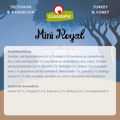 GranataPet Mini Royal Truthahn & Kaninchen Junior, 11 x 150g
