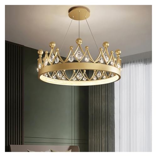 Lustre couronne en cristal LED or moderne pour chambre d'enfant et salon