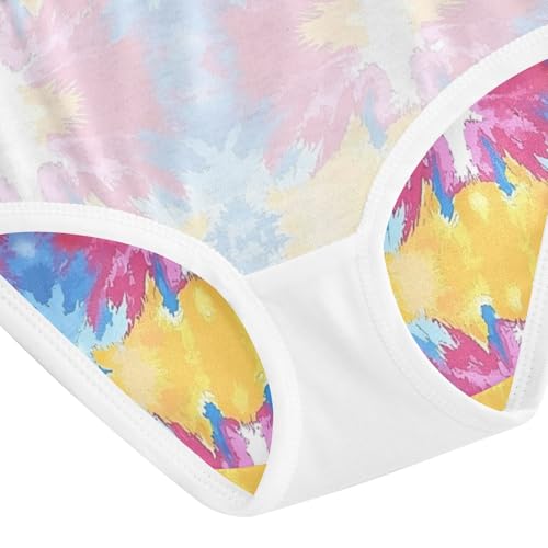 ZZKKO Tie-dye Art Floral Pattern Girls Underwear Toddler Panties for Girls Comfort Brief Size 2T-8Y4