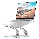 Nulaxy Fully Adjustable Laptop Stand for Desk, Dual Foldable Aluminum Computer Riser with Heat-Vent, Ergonomic Notebook Holder Portable Office Accessories Compatible with All 10-17" Laptops, Silver