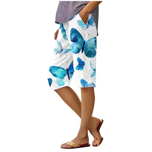Pantalones de lino para mujer, pantalones ligeros de traje de motocicleta, algodón, con cordón, sueltos, para natación, ciclismo, pijama, jogger, azul, M