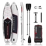 SKINHAWK SOVA12 Premium SUP Board Set 366 cm – Aufblasbares Stand Up Paddle Board bis 180 kg – Fiberglas Paddel auch als Kajak Doppelpaddel – Doppelhubpumpe, Trolley Rucksack (Set Standard)