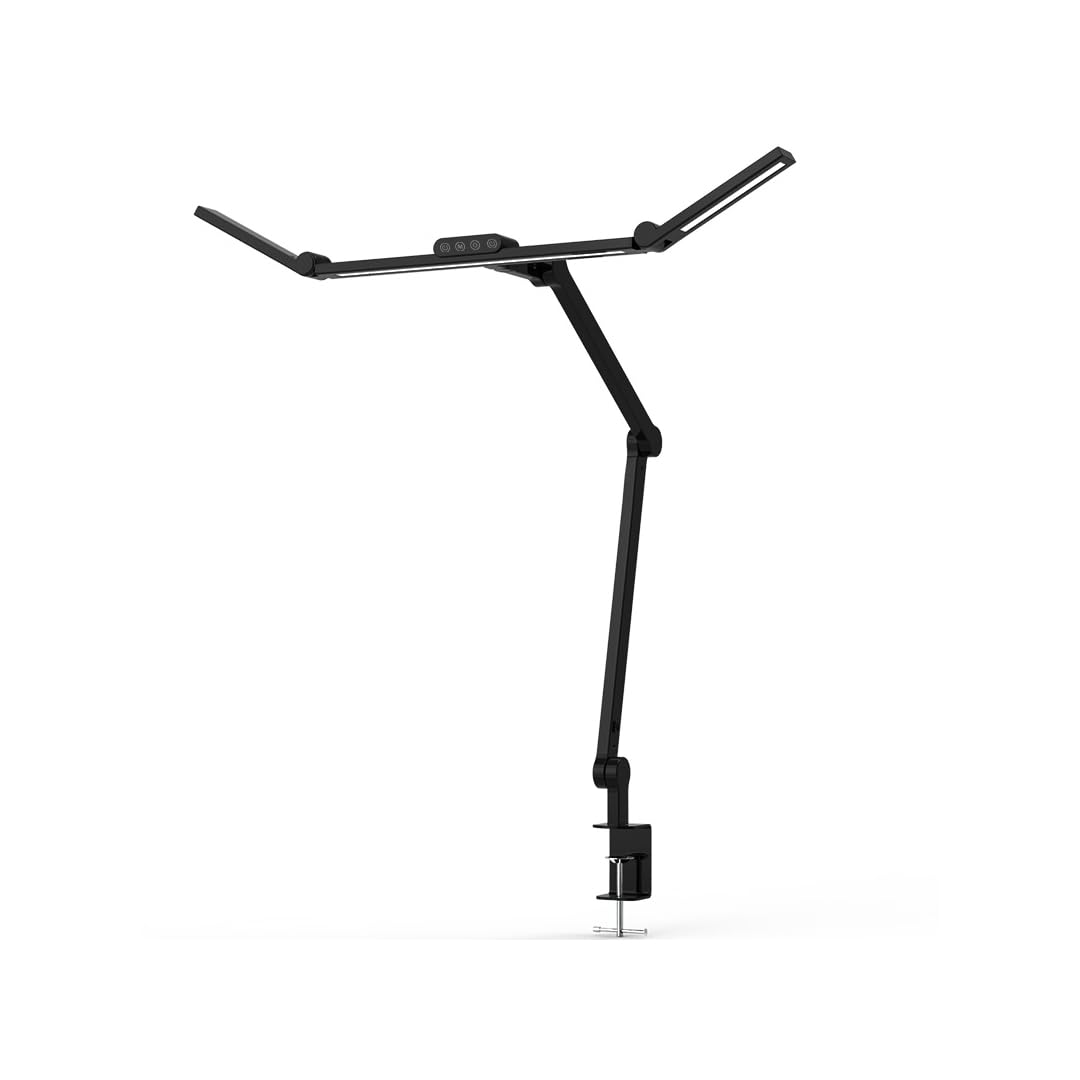 Yaasa Lamp Essential, klemmbare LED-Schreibtischlampe mit Tageslichtsensor | Desk Lamp, Tischlampe in schlichtem Design: Dimmbar, Farbtemperatur 3000-6500K, Haupt- & Zusatzlicht, 6 Gelenke schwenkbar