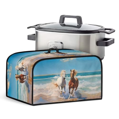 Hechitok Horse Slow Cooker Cover with Pocket Anti Dust Slow Cooker Covers Compatible with Most Kitchen Appliances Anti-fingerprint Dustproof Appliance Cover Universal Fit