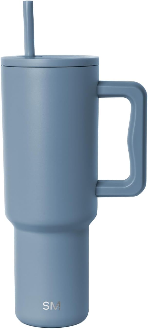 Simple Modern 40 oz Trek Tumbler with Handle and Straw Lid | Cup Holder Friendly Insulated Stainless Steel Travel Mug | Blue Dune (Pack of 12)