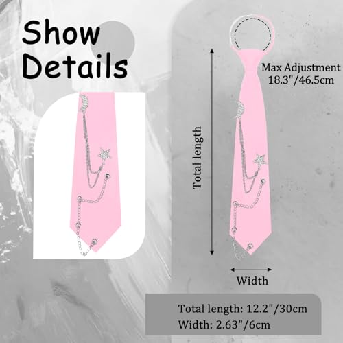 Image of LJBFNN Pre-Tied Ties for Women with Metal Chain, Uniform Shirt Accessory